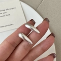 Matte S925 sterling silver drop earrings with minimalist sleek streamlined design - 925 Silver / Matte Silver (EHZ099)