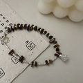 Bracciale in argento S925 con occhio di tigre e ciondolo a loto con pietre irregolari - Argento 925 / Stile Occhio di Tigre (15SL25)