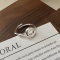 Anello donut minimalista in argento S925 con design irregolare a lava e fascia aperta - Aperto Regolabile / Design Ciambella Lava Irregolare (JZX105)