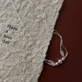 Dreilagige S925 Sterlingsilber Perlenkette mit Schlangenketten auf strukturiertem Grund - Minimalistische Vintage Mode Choker (XL048) / 925er Silber