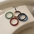 Bagues minimalistes en résine Style K ambre et couleurs pour empilement élégant - Taille Aléatoire (Motif Aléatoire) / Style K (31JZ61)