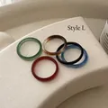 Bague minimaliste en résine style agate noir mat, modèle Style L pour femmes - Taille Aléatoire (Motif Aléatoire) / Style L (31JZ62)