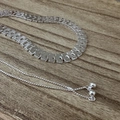 Collana a catena tipo cinturino e catenina con perline in argento sterling S925 su legno - Stile Cinturino Orologio Coulisse (XL055) / Argento 925