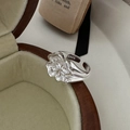 Minimalistischer S925 Sterlingsilber Ring mit einzigartigem Blumendesign - Einstellbar Offen / Unregelmäßiges Florales Flüssigdesign (JZX107)