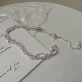 Minimalistisches S925 Sterlingsilber dreilagiges gewebtes Perlenarmband verstellbar für Damen - Geflochtener Perlenstil (SL043) / 925er Silber