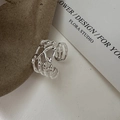 Anello in argento sterling S925 a più strati incrociati con texture fusa d'arte - Aperto Regolabile / Argento (JZX110)