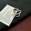 S925 sterling zilveren dubbellaagse open ring met handgemaakte matte textuur afwerking - Verstelbaar Open / Onregelmatig Gehamerd Dubbellaagse Open Ring (JZG078)