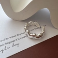 Minimalist S925 sterling silver ring featuring a continuous 3D heart-shaped puffed design - Adjustable Open / Continuous Heart Style (JZF063)