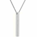 Gepolijste zilveren rechthoekige kolom hanger aan een fijne box-ketting voor heren - Venetiaanse Ketting / Zilver