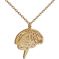 Halskette mit anatomischem Gehirn-Anhänger aus vergoldetem Edelstahl mit feiner Kette - Gold