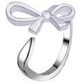 Minimalistischer silberner Schleifenring mit verstellbarem Band für Damen Schmuckkollektion - Einstellbar Offen / Silber