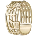 Adjustable wide hollow musical note ring in elegant champagne gold finish for women - Champagne Gold Wide Multi-line Music Note Style (RH0021g)