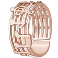 Rose gold adjustable music ring featuring treble clef and notes with 5-row parallel bands - Rose Gold Wide Multi-line Music Note Style (RH0021rg)