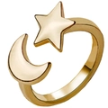 Adjustable gold star and moon open ring with a minimalist polished finish for women - Adjustable Open / Rose Gold