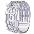 Silver musical note open ring with musical staff and treble clef design for women - Silver Wide Multi-line Music Note Style (RH0021s)