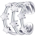 Three-layer silver star wrap ring with a polished minimalist geometric open design - Silver Multi-layer Star Style (RH0001s)