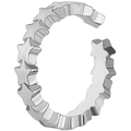 Minimalistischer offener Pentagramm-Sternring aus poliertem Metall für Damen im C-Design - Einstellbar Offen / Silber