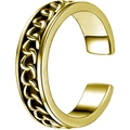 Minimalist gold chain weave open ring for men and women with adjustable vintage design - Gold