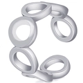 Minimalist silver interlocking circle open ring for women with polished geometric design - Silver Geometric Hollow Overlap Style (RH0030s)