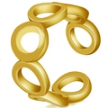 Adjustable golden chain link ring featuring an open band minimalist fashion style - Gold Geometric Hollow Overlap Style (RH0030g)