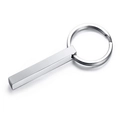 Polished stainless steel rectangular bar keychain with custom four-sided engraving options - Silver