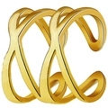 Minimalist double layer crossover adjustable open ring in polished gold finish - Rose Gold X-Cross Style (RH0022rg)