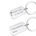Custom engraved stainless steel dog tag keychain with personalized phone number and name - Double-sided Engraving