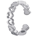 Minimalist silver open ring with continuous hollow heart patterns for women - Adjustable Open / Silver