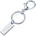 Custom engraved stainless steel rectangular keychain with lobster clasp on white background - Polished Smooth Style