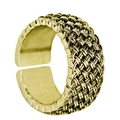 Detail of vintage gold braided texture on an adjustable open ring for men and women - Adjustable Open / Antique Gold