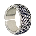 Retro braided silver ring with adjustable open design and woven texture for men - Adjustable Open / Antique Silver
