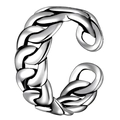 Adjustable silver curb chain open ring with a classic minimalist link design for unisex wear - Adjustable Open / Silver