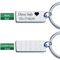 Custom engraved stainless steel rectangle keychain for car keys with phone number tag - Single-Sided Pattern