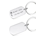 Custom engraved stainless steel military dog tag keychain with name and phone number - Single-Sided Engraving