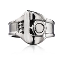 Punk style wrench and hex nut shaped stainless steel ring for men in silver finish - Adjustable Open / Antique Silver