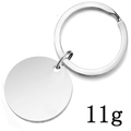 Llavero redondo de acero inoxidable de 11g con placa pulida en blanco para grabado de nombre - Estilo Redondo Pulido (Blanco Plata K)
