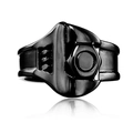 Punk wrench and hex nut shaped men's ring with black finish on white background - Adjustable Open / Gun Black