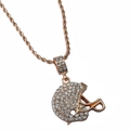 Hip hop American football helmet pendant necklace in rose gold with sparkling crystals - Gold