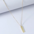 Minimalist rectangular gold polished stainless steel pendant necklace on long chain - Gold