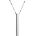 Gepolijste zilveren roestvrijstalen rechthoekige staafhanger ketting met fijne schakels - O ketting / Zilver