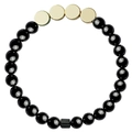 Bracciale personalizzato in pietra magnetica nera con dischi dorati e perla cilindrica - 8mm Perle Oro
