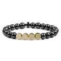 Bracciale personalizzato in ematite nera con dischi dorati e ciondolo a croce - 8mm Perle Croce Oro