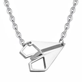 Collana con ciondolo aereo di carta minimalista in acciaio inossidabile argento per uomo - Aeroplanino di carta d'argento