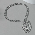 Pulsera punk de acero inoxidable con cabeza de lobo hueca y cadena tipo fígaro - Color Acero