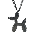 Collar minimalista con colgante de perro globo en negro brillante con cadena larga - Negro