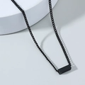 Detail of a matte black rectangular pendant on a black Cuban chain for a hip-hop look - Black Cuboid