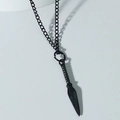 Collana con ciondolo kunai nero opaco da uomo con catena in stile punk e rock - Nero
