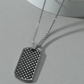 Collana da uomo hip hop con ciondolo militare a rombi neri e catena box metallica - Color Acciaio