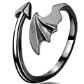 Vintage gothic open arrow ring with silver bat wing and devil tail elements - Black Devil Wings Style (RH0011rg)
