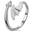 Adjustable silver arrow ring featuring a gothic devil wing design with a polished finish - Silver Devil Wings Style (RH0011s)